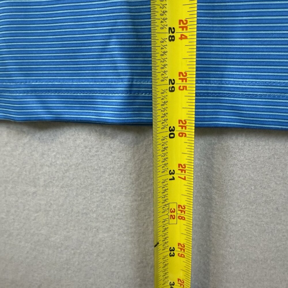 Greg Norman Shark Polo Shirt Blue StripeShort Sleeve Mens XL 3-Button Polyester - Picture 9 of 11